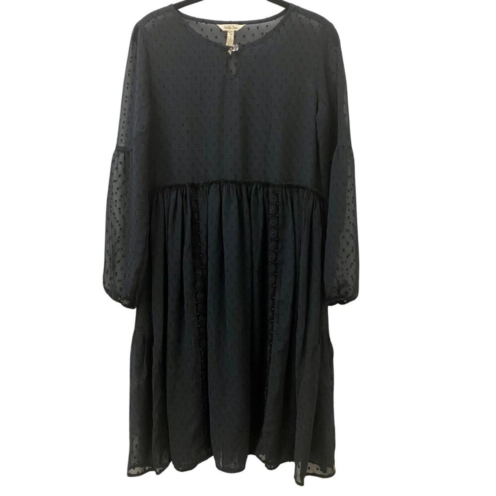 Matilda Jane Nostalgia Charlie Swiss Dot Black Dress Small Boho Whimsigoth